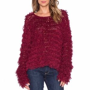 For Love and Lemons Red Loop Pullover Sweater